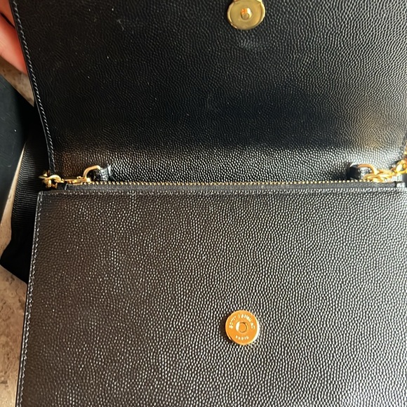 Saint Laurent YSL Wallet on a Chain Bag with Tassel in Grained Leather - Picture 5 of 10
